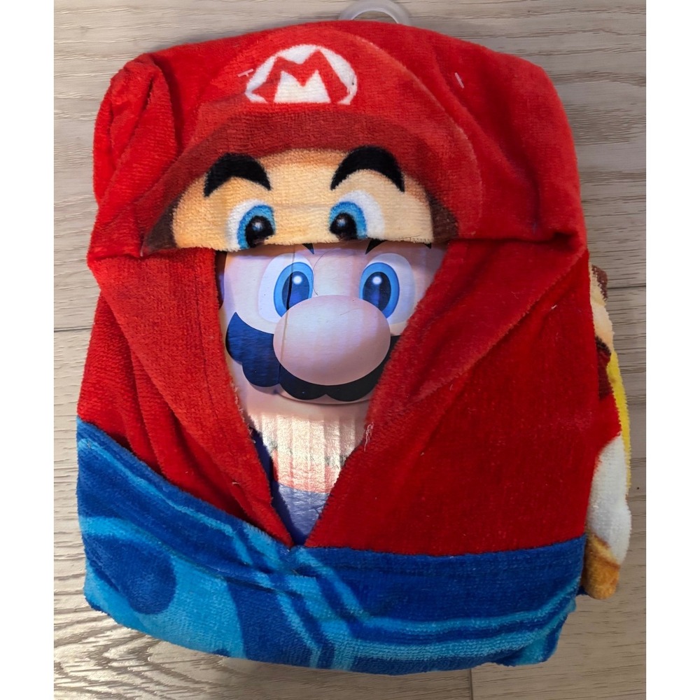 Nintendo Super Mario Kids Hooded Towel Wrap 24"×50" Brand New Pool or Beach NEW